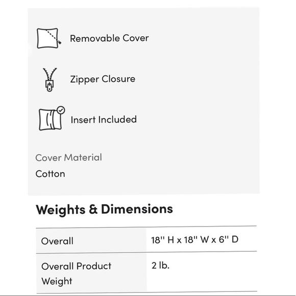 Design Inspiration Gabriela Embroidered Cotton Throw Pillow Cover 18”x18” NEW - Picture 11 of 14